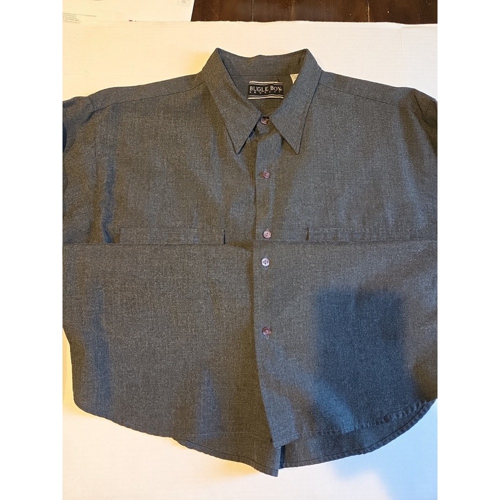 Bugle Boy‎ Mens Gray Fleece Long Sleeve Button Down Size Large - Picture 4 of 6